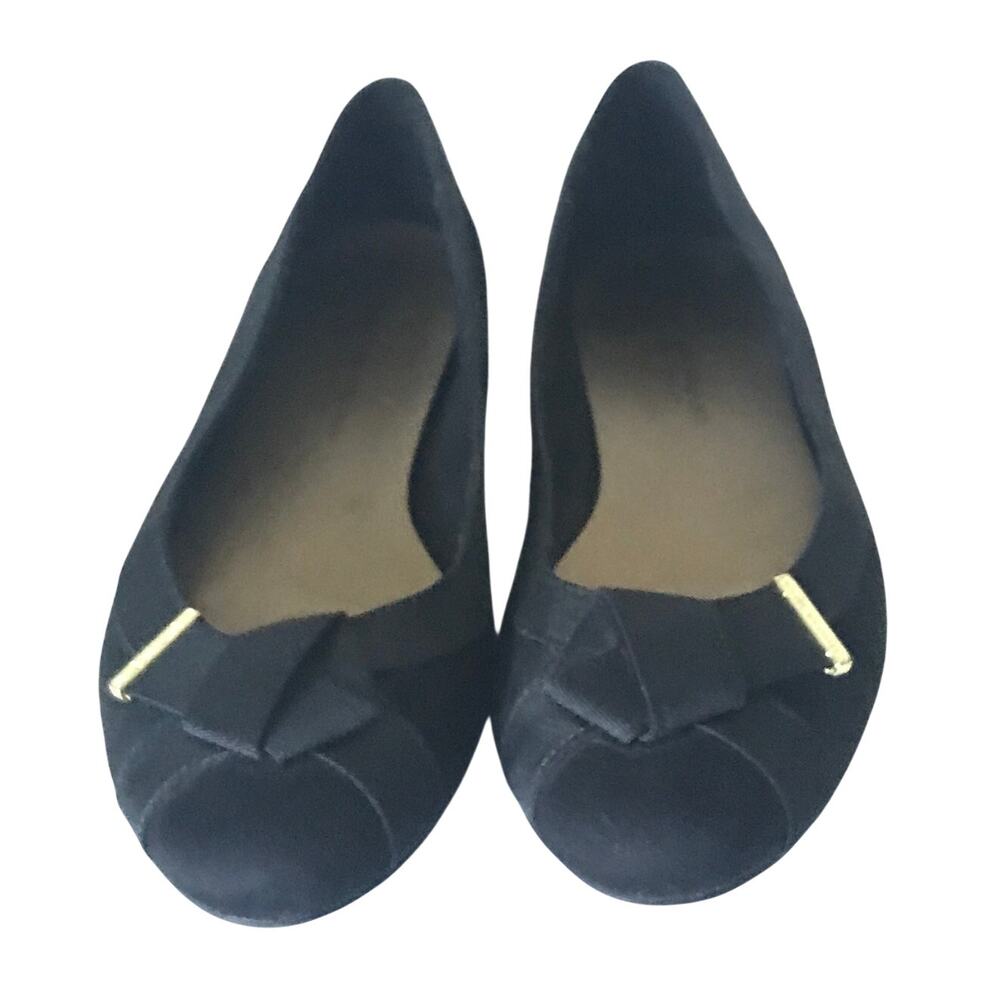 Christian Siriano Size Nine Womens Shoes Flats Black Faux Suede Gold Accent 9